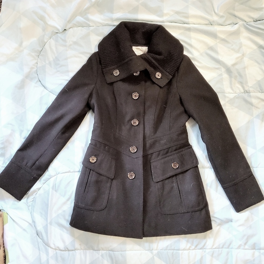 Small Black Kensie Peacoat